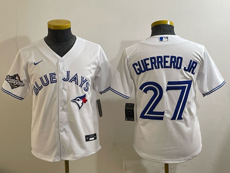 Youth 2025 Nike Toronto Blue Jays #27 Guerrero jr White Game MLB Jersey 02->youth mlb jersey->Youth Jersey